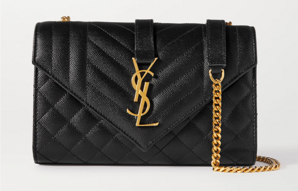 YSL Envelope small quilted textured-leather shoulder Bag